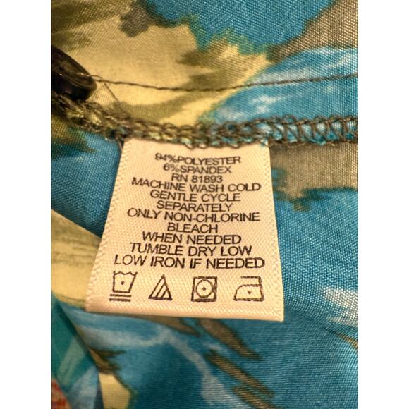 Liz Claiborne 3X Plus Long Sleeve Blue Floral Blouse Flattering Roomy Work - Picture 3 of 6